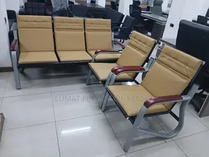 Brown 5 Seater Waiting Office Sofa
