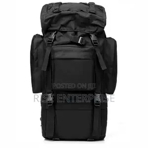 Black 70l Tactical Waterproof Hiking Bag With Metallic Frame