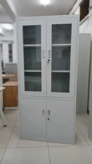 Metallic Half Glass Modern Filing Cabinet