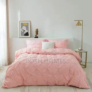 Deluxe Pinch Pleat Pink Cross Duvet Cover Set