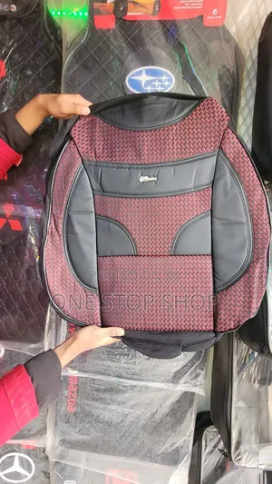 Maroon Black 5 Seater Leather Fabric Seat Cover