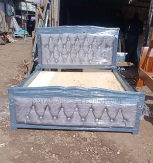 5x6 Grey Button-Tufted Bed - Pay on Delivery