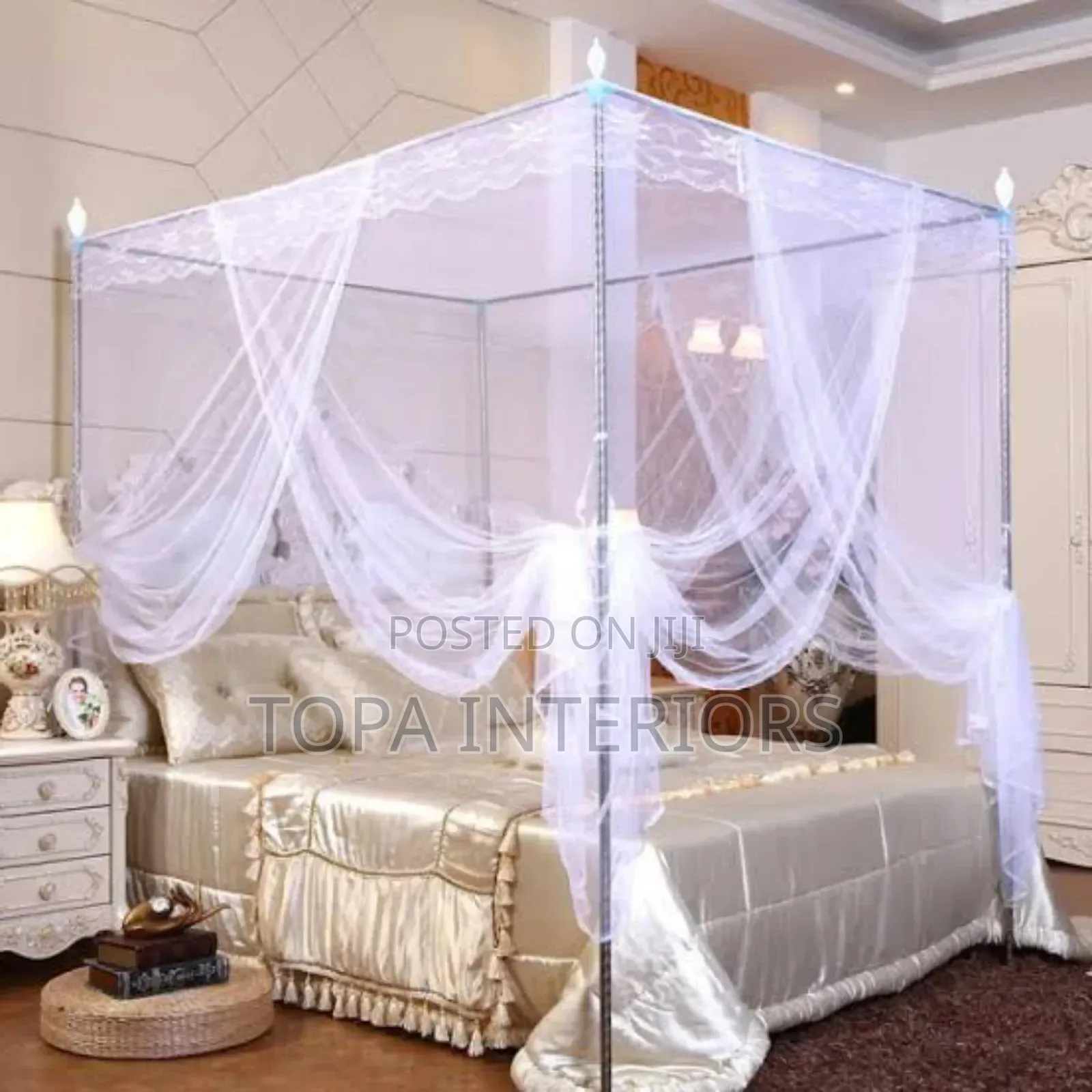 King Size 6x6 Bed Mosquito Nets With Four Stands