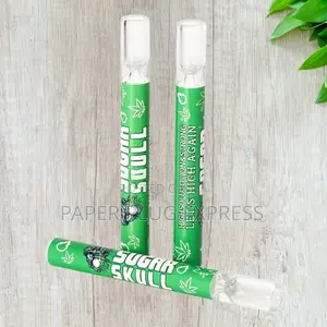 Sugar Skull Chillum Smoking Straight Design Glass Pipe