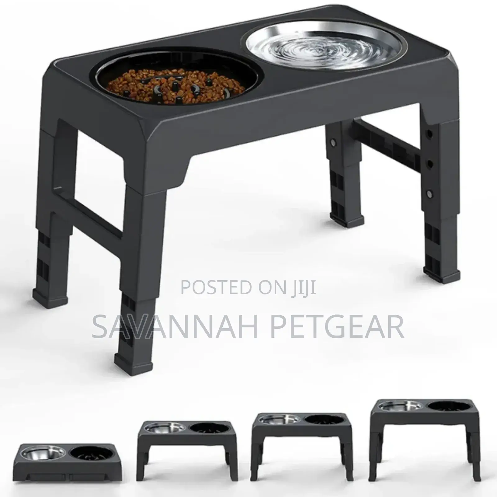 3-in-1 Adjustable Elevated Dog Cat Bowl, Adjustable Height