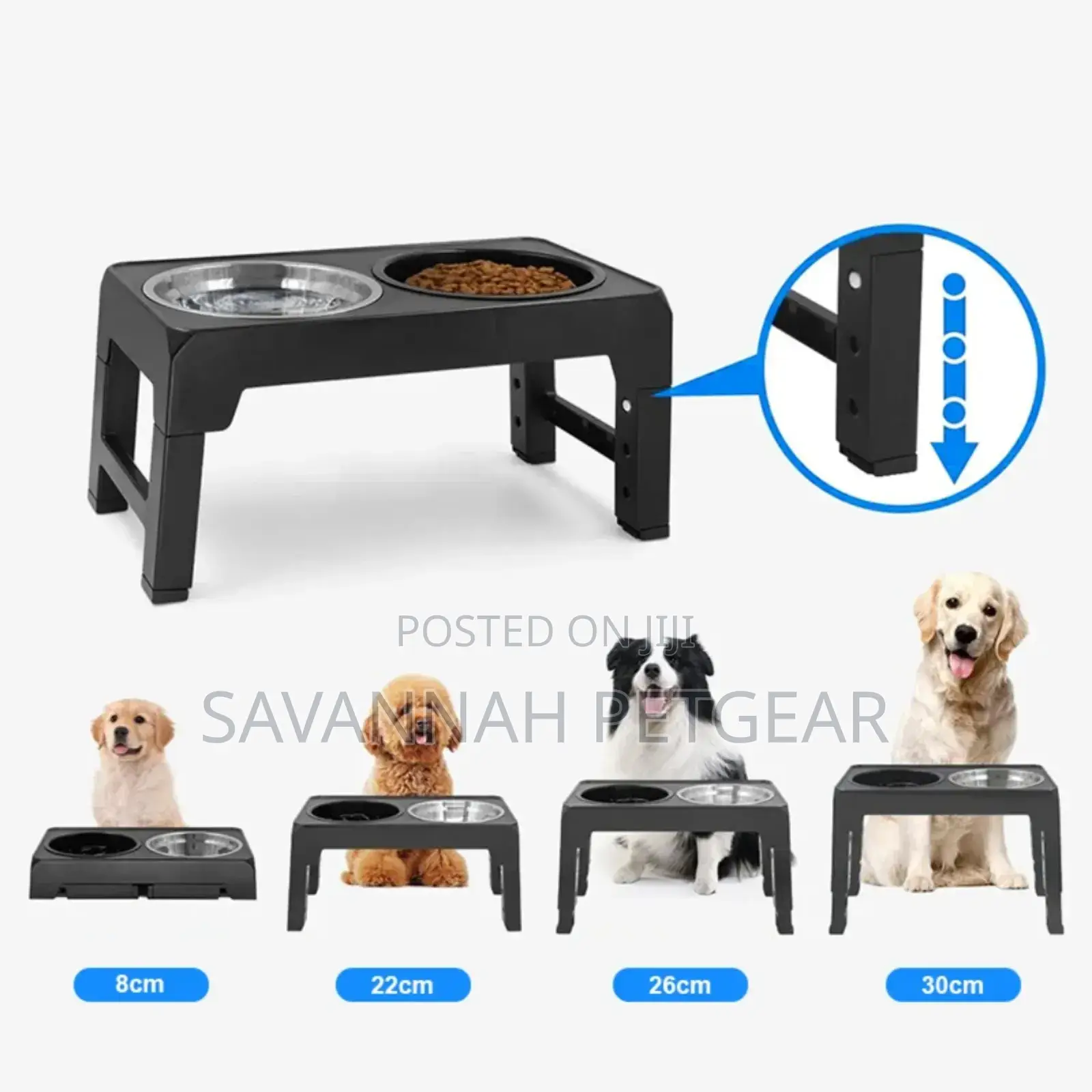 3-in-1 Adjustable Elevated Dog Cat Bowl, Adjustable Height