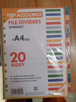 A4 Size File Divider – Index 20 Tab Set |