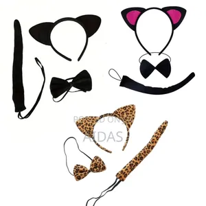 Halloween Cat Headband Costume Set (Ears, Bowtie Tail)