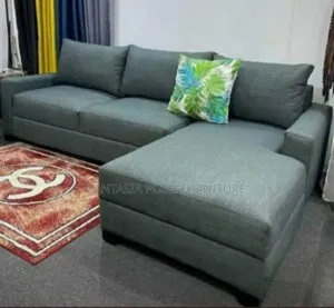 Grey Fabric L-Shaped Sectional Sofa - Payment on Delivery