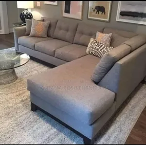 5-Seater Unique Grey Sectional Sofa + Throw Pillows - Free Delivery