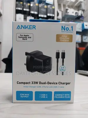Anker 33w Dual-Port Charger With Usb-C Cable.