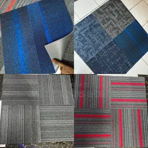 Blue-Red Wall to Wall Carpet Tiles for Executive Office