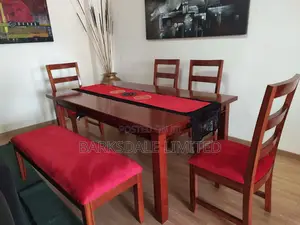 Wooden Dining Table and Chairs With Bench Mahogany