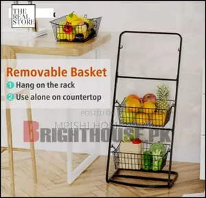 3 Layer Metallic Mesh Storage Rack