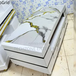 Executive White Coffee Table Quality With Marble Topping ,