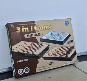 3 in 1 Riddle Game" Set ; Draughts, and Snakes and Ladders.