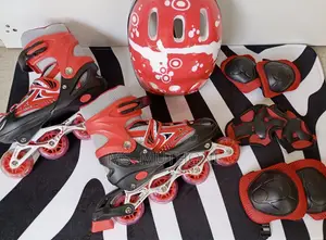 Adjustable Inline Skates Set With Helmet Protective Guards