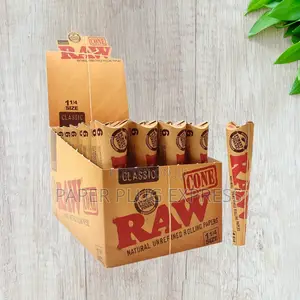 Raw Classic Brown 1 1/4 Size Pre-Rolled Cones - Rolling Paper Box
