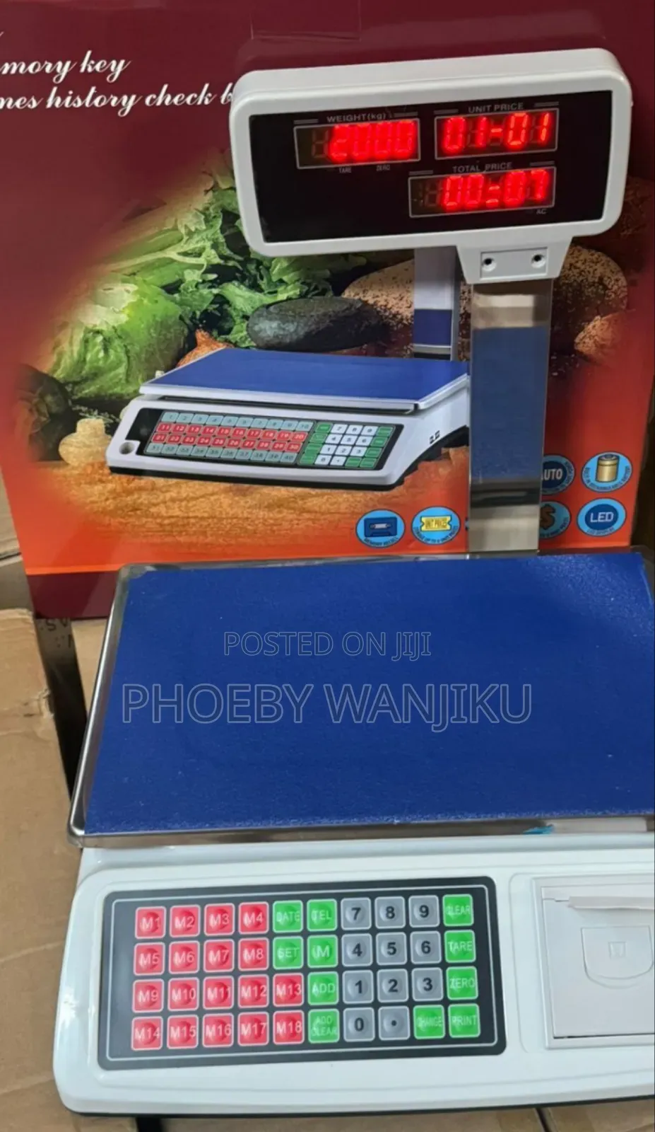 Maximum Weight 50kg 
40 Memory Receipt Scale