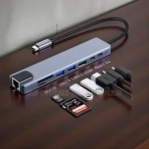 8 in 1 Usb Type C Hub Ultra Hd Adapter With Hdmi Rj45 Sd Tf Ports