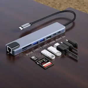 8 in 1 Usb C Multiport Adapter With Hdmi Rj45 Ethernet and Sd Slots