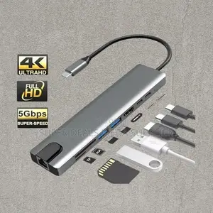 8 in 1 Type C Multi Function Hub Hdmi Usb 3.0 Sd Tf Ethernet Port