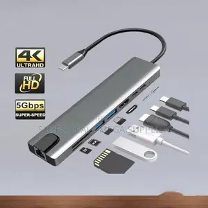 8 in 1 Usb Type C Hub Hdmi Rj45 Sd Tf and Pd Charging Dock Station