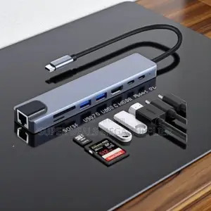 8 in 1 Usb Type C Hub Hdmi Rj45 Ethernet Sd Tf Usb 3.0 Dock Adapter
