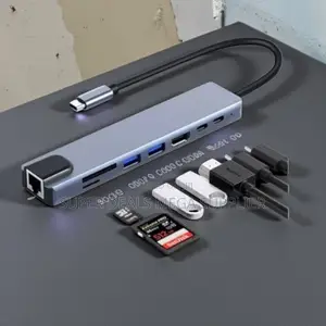 8 in 1 Type C Multiport Adapter With Hdmi Sd Tf Rj45 and Usb 3.0