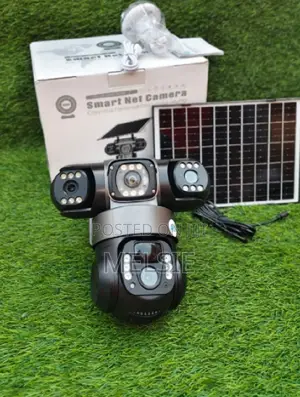 V380 4g Triple Lens Floodlight Solar Camera With Rechargeable Battery