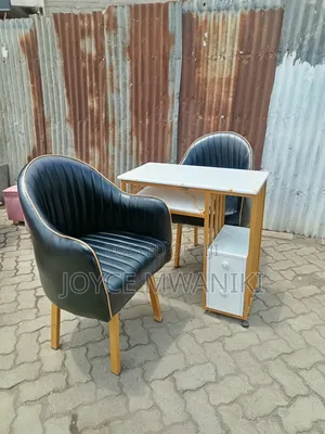 Manicure Set, Black Seats, Marble Table 