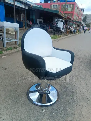 Hydraulic Salon Chair, Black and White Leather