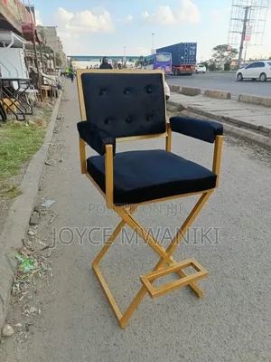 Gold and Black Velvet Makeup Chair 