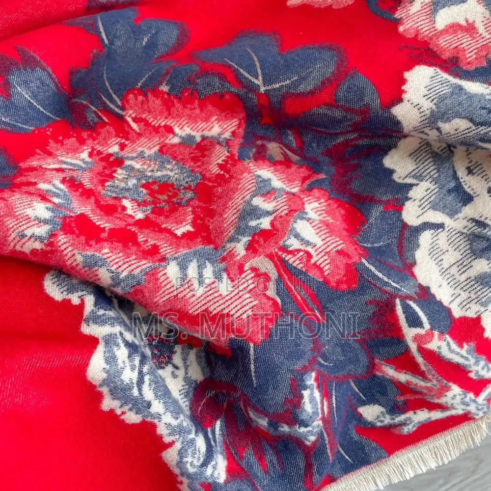 Chic Purple / Red / Pink Floral Cashmere Scarf Shawls
