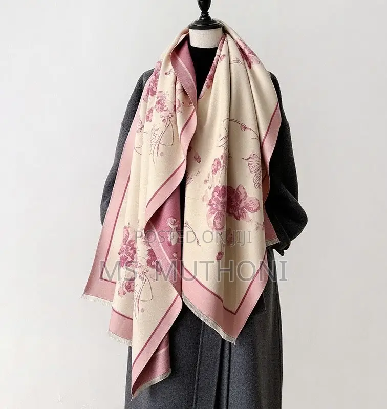 Chic Purple / Red / Pink Floral Cashmere Scarf Shawls