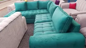 5 Seater Velvet L-Shaped Sectional Sofa - Free Delivery