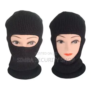 Knitted Balaclava One Hole Full Face Mask Knit Warm Winter Black Fm11