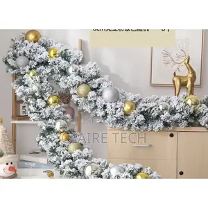2.7m Christmas Pine Garland Snow Flocking Falling Cedar Rattan
