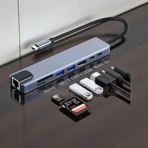 8 in 1 Usb C Multi Function Hub Hdmi Rj45 Pd Usb 3.0 Sd Tf Adapter