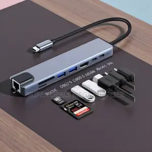 8 in 1 Type C Hub Docking Station Ultra Hd Hdmi Rj45 Sd Tf and Pd