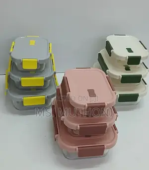 3 Pieces Glass Lunch Box With Lunch Bag*