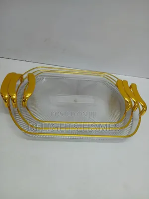 3in1 Striped Tray With Gold Rimmed Handles-Alp