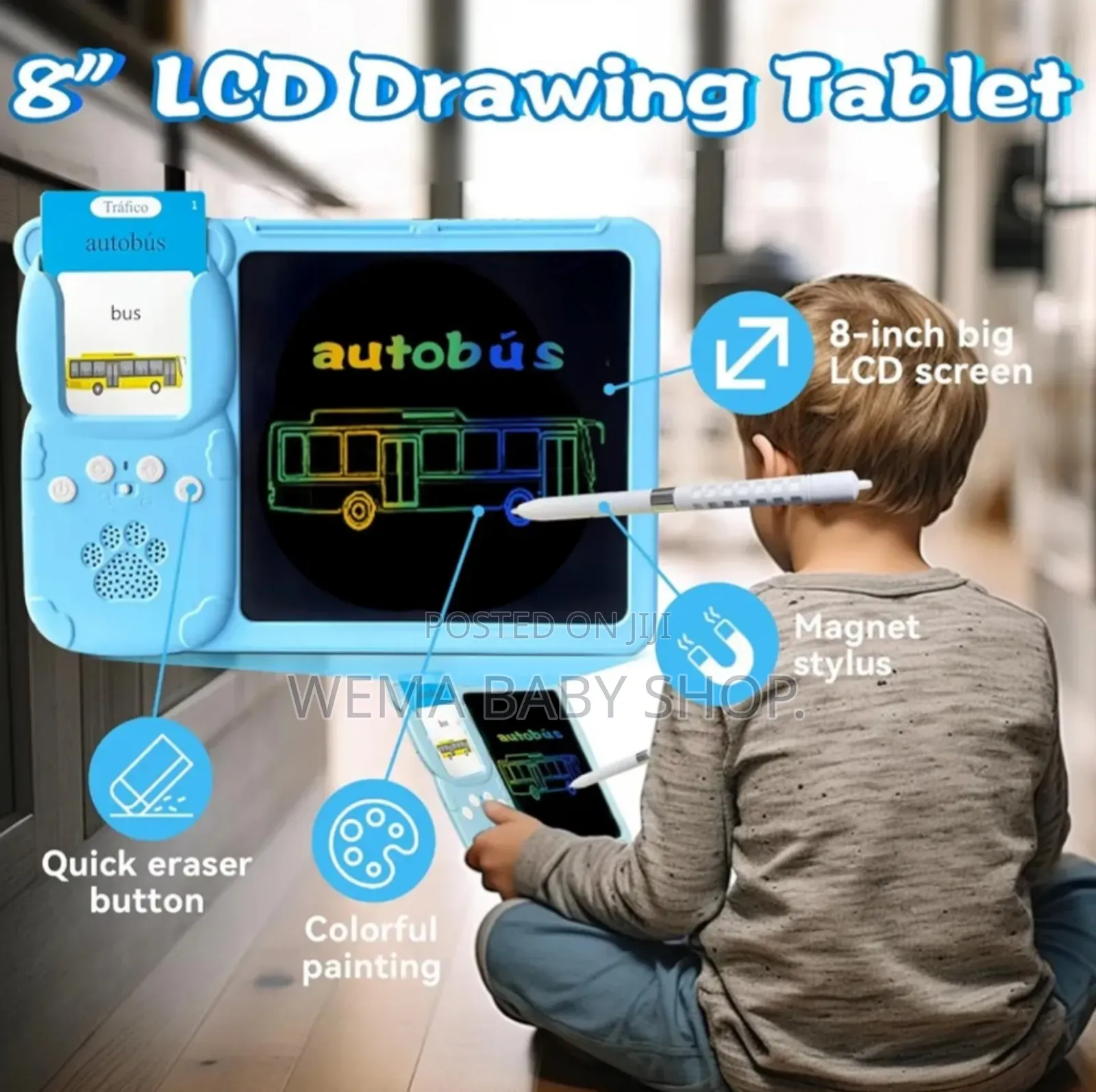 Kids Card Reader With a Writing LCD Pad