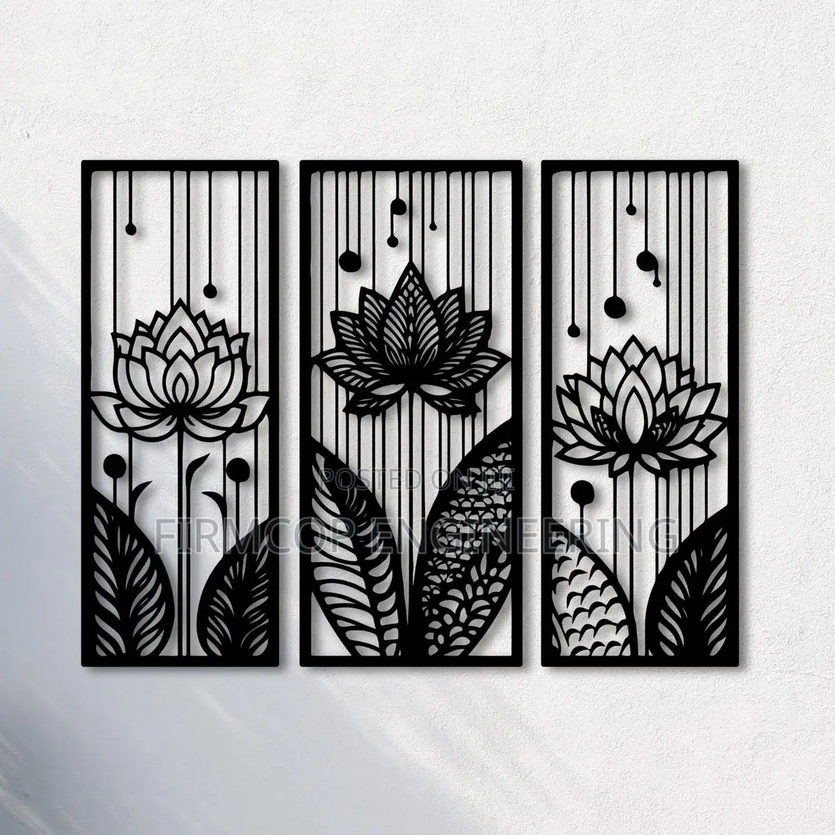 Geometric CNC Decorative Wall Panels - Set of 3
