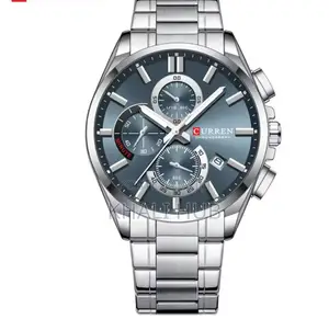 Curren Gents Silver Watch Silver Chronograph Gents Watch 8475