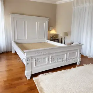 White Wooden 5by6 Bed/ 5by6 Bed/ Wooden Bed/ Bed
