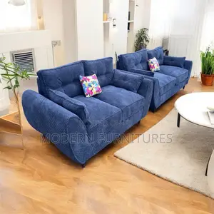 Blue 5 Seater Sofa(Bubble Fabric)