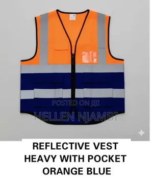 Reflective Vest Heavy With Pocket (Orange Blue)