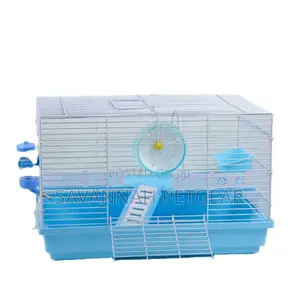 Hamster Bird Wire Cage Plus Wheel Waterer (Black/Blue/Pink/White)