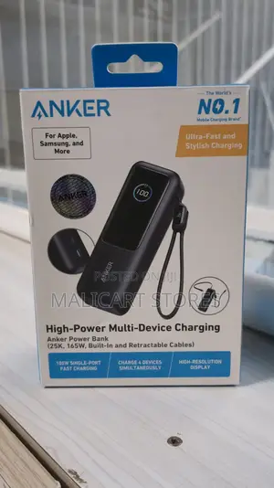Anker Zolo Power Bank (25,000mah, 165w) Built-in Retractable Cables